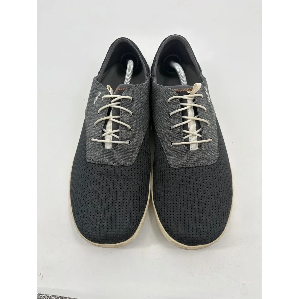Olukai Nohea Moku Mens 12 Charcoal Black Mesh Boat Shoes Sneakers 10283-6C6C